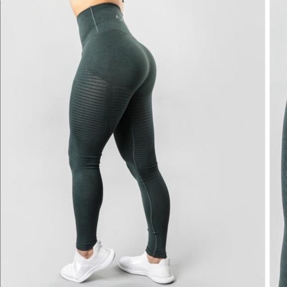 Alphalete Pants - alphalete | green high rise contour halo seamless pull on women's leggings sz XS